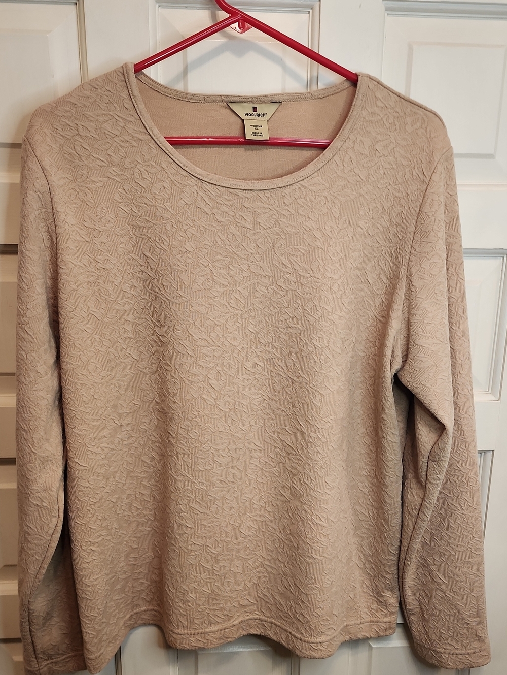 Woolrich Women's Textured Crewneck Top Light Beige Like Long Underwear But Nicer